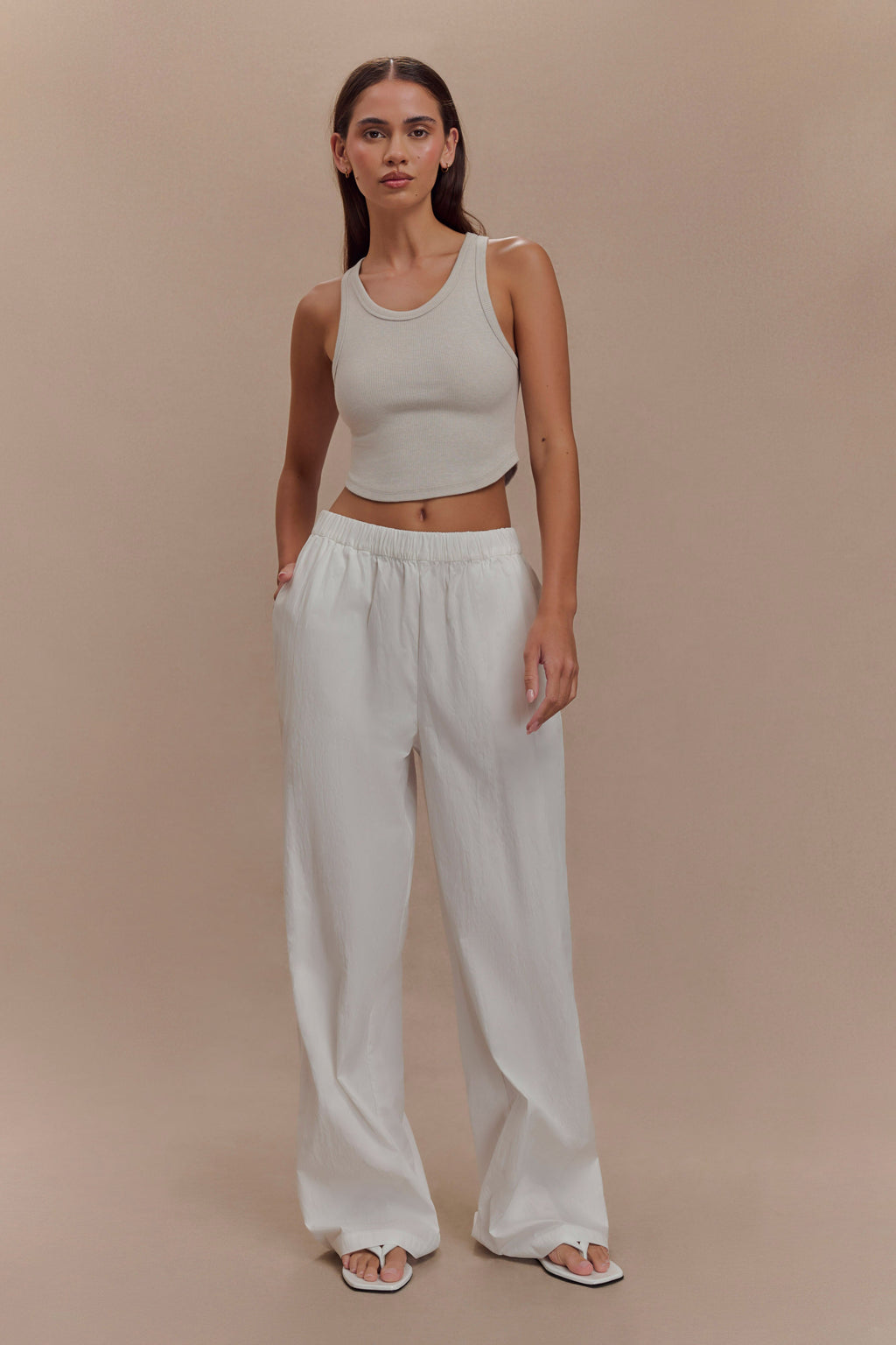 Campbell Cotton Wide Leg Pants - White