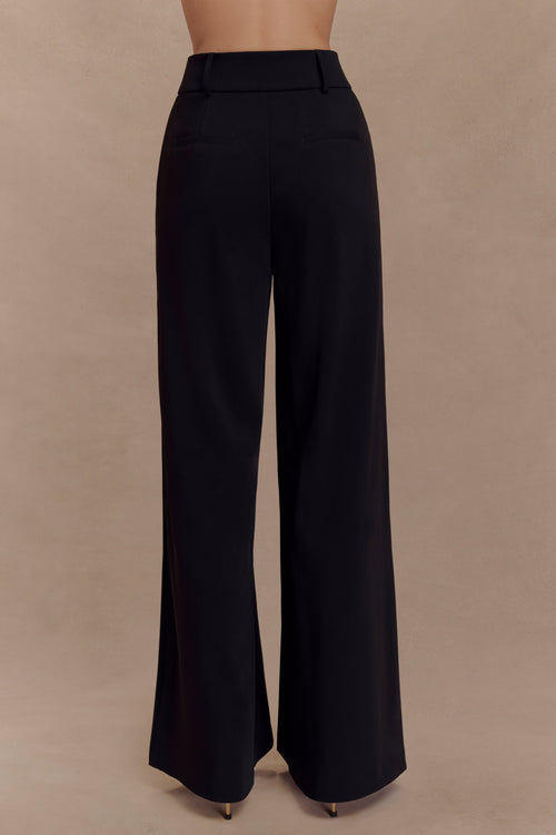 Jacqueline Pleated Wide Leg Pants - Black