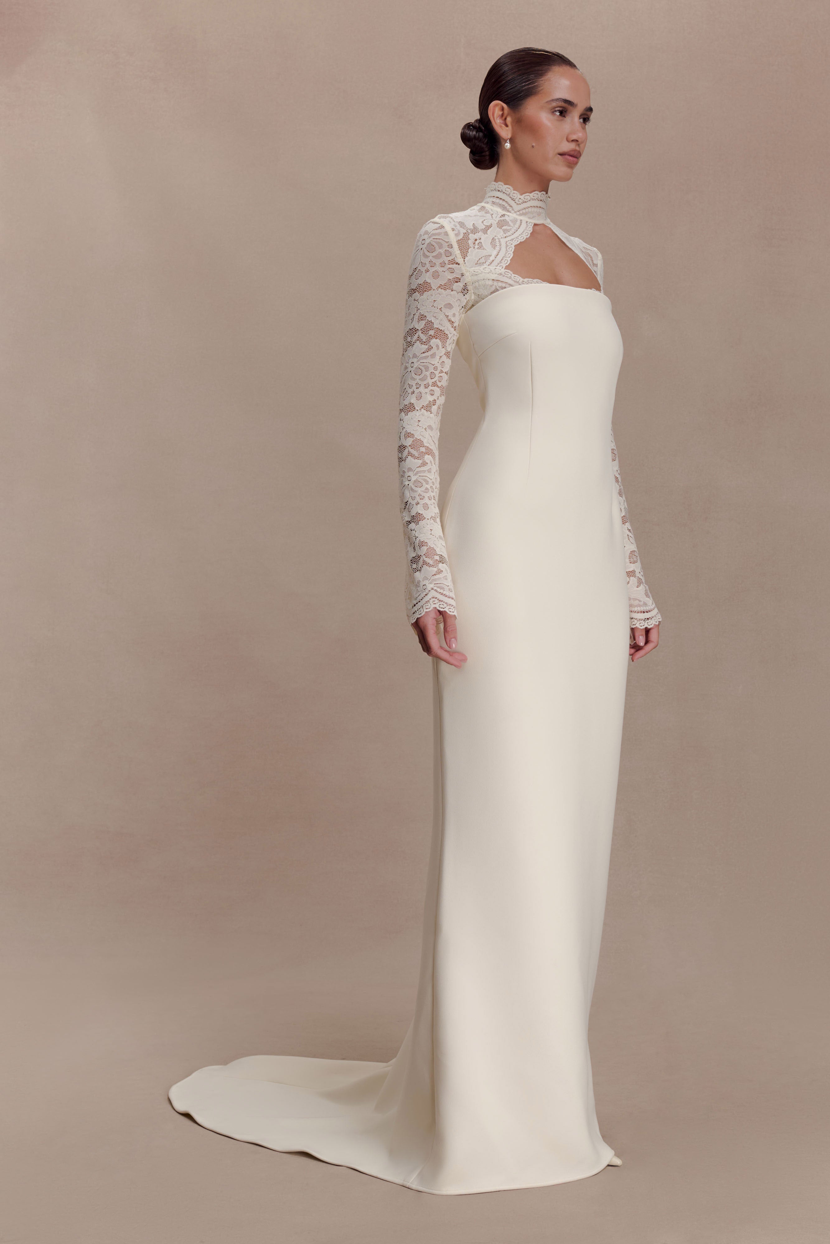 Aurelie Long Sleeve Lace Maxi Dress - Ivory