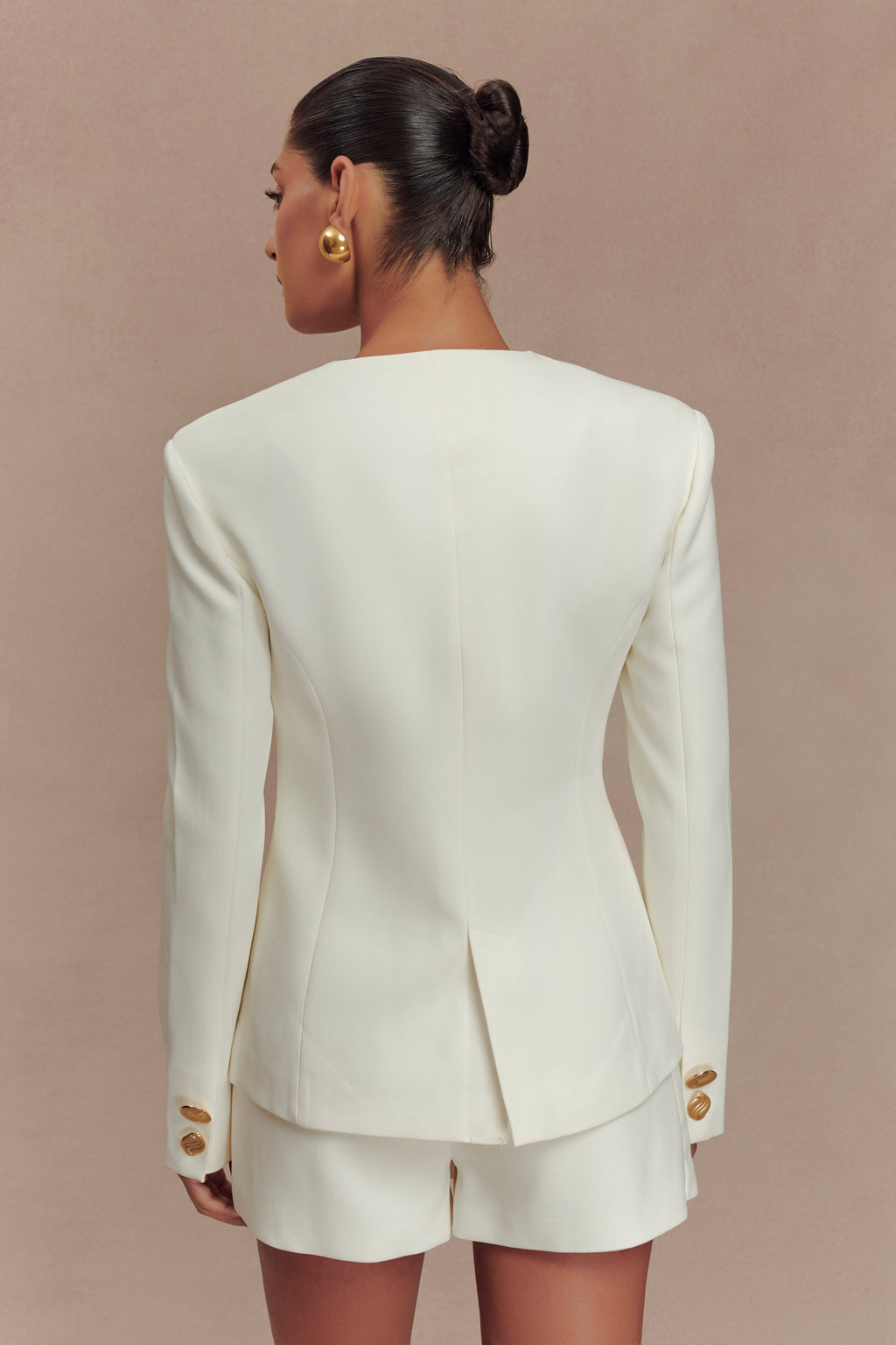 Asia Mixed Button Blazer - Ivory