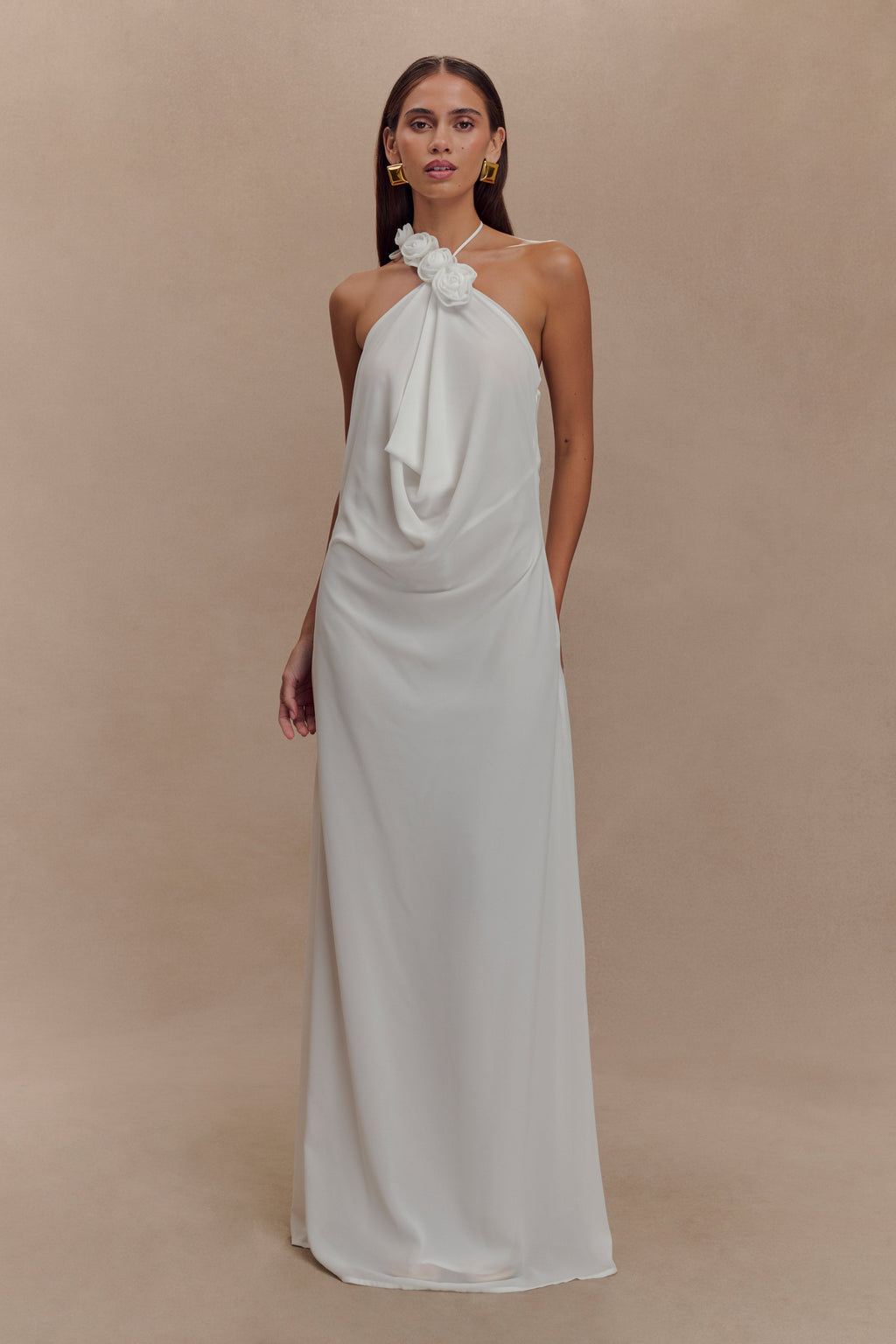 Rosalia Cowl Neck Maxi Dress - White