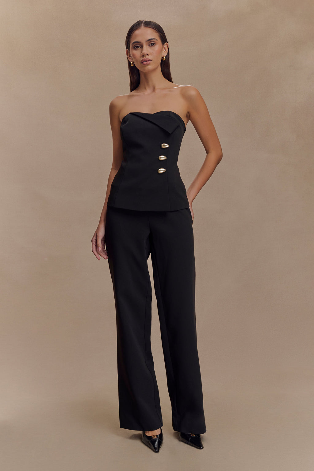 Lindie Straight Leg Suiting Pants - Black