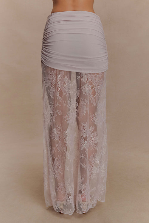 Guinevere Lace And Mesh Maxi Skirt - Lilac