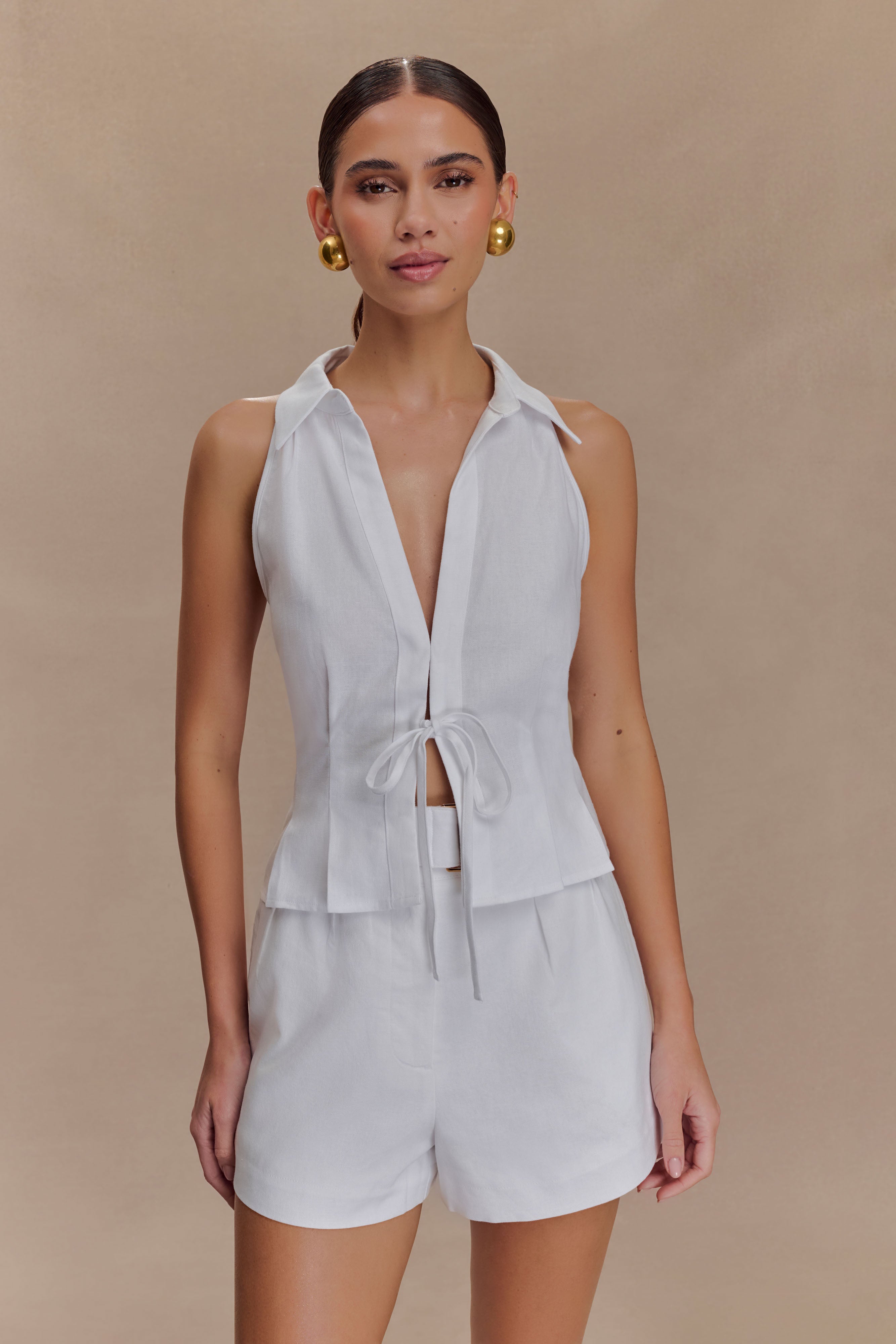 Scout Linen Belted Shorts - White