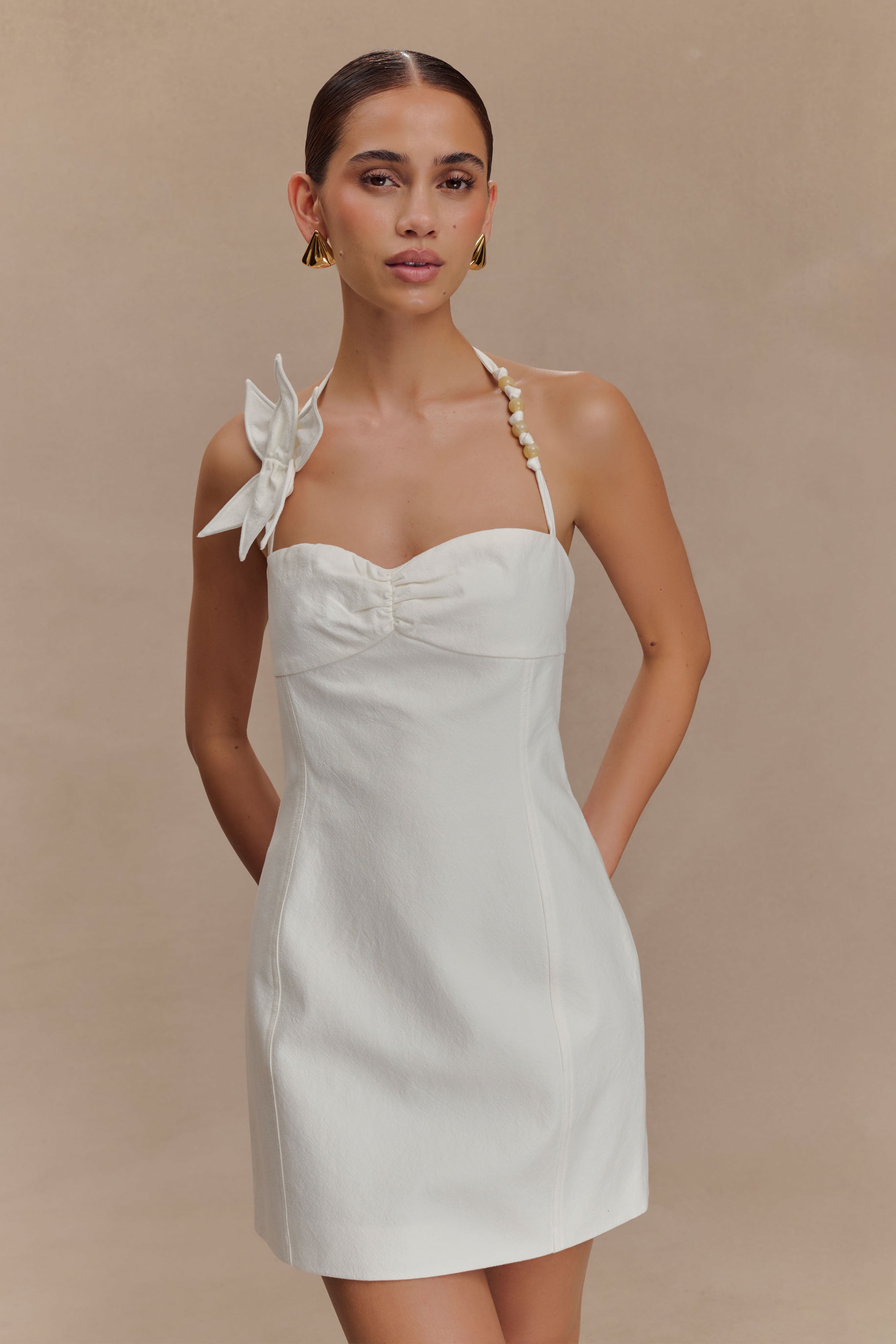 Reyes Cotton Floral Mini Dress - White