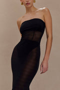 Aoife Strapless Mesh Bodysuit - Black