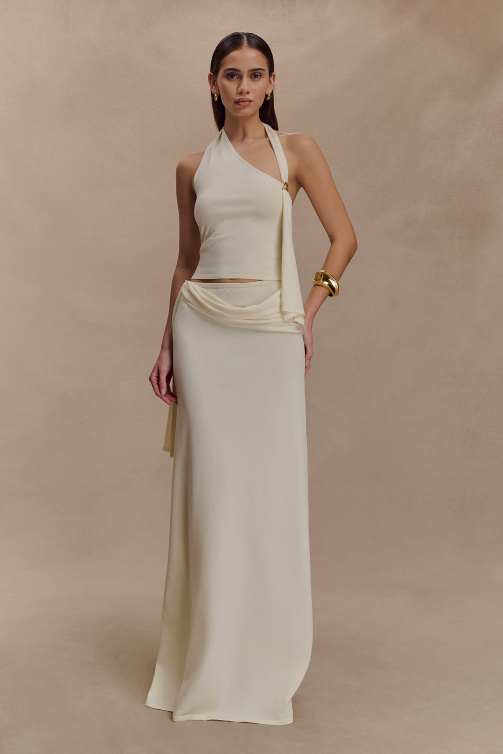 Xanthia Knit Halter Top - Ivory