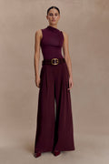 Hadleigh Sleeveless Slinky Top - Burgundy