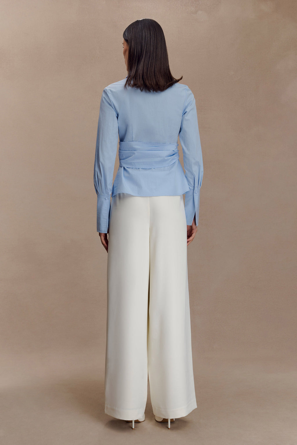 Eugenia Wrap Cotton Shirt - Blue