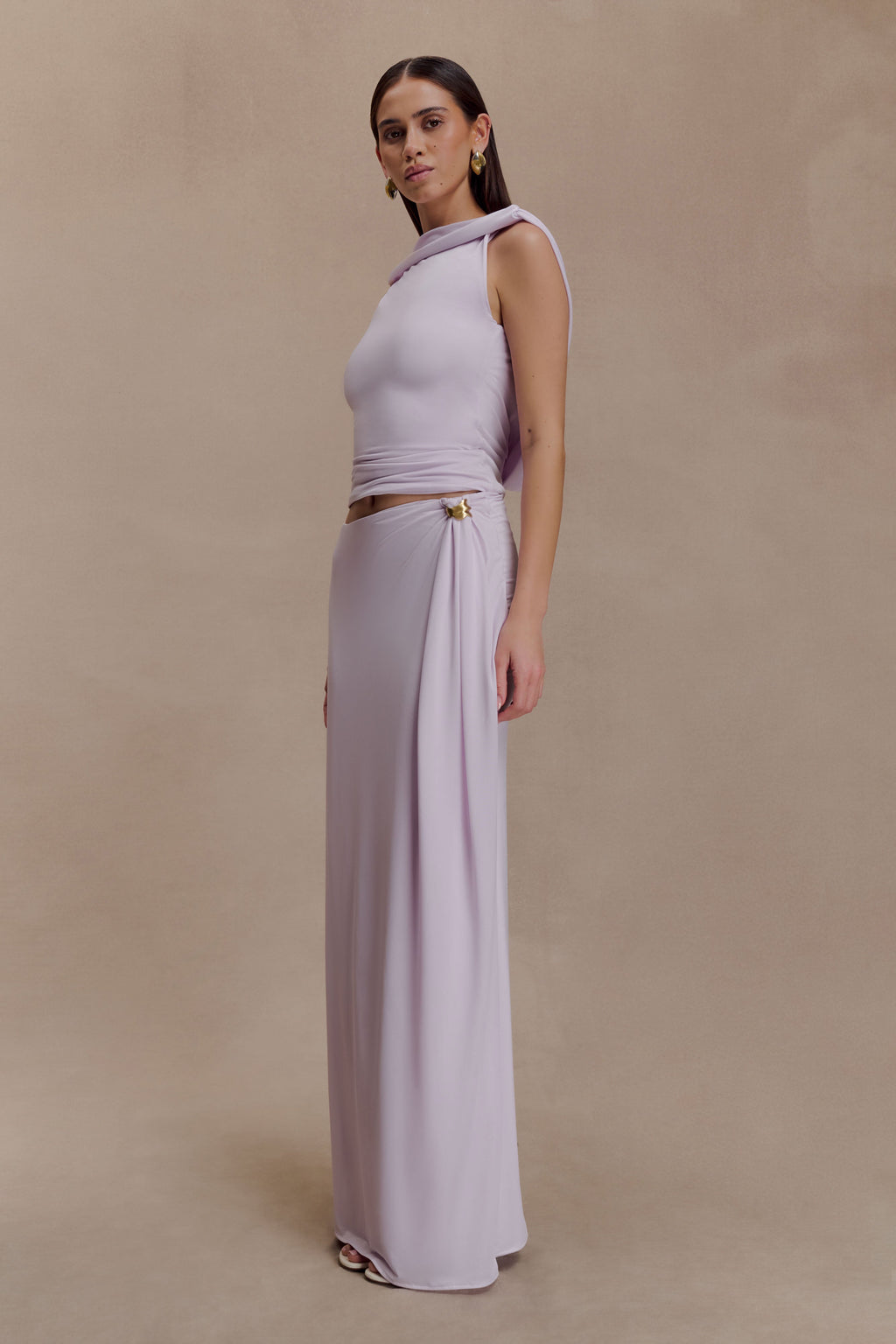 Bridget Slinky Cowl Back Top - Dusty Lilac