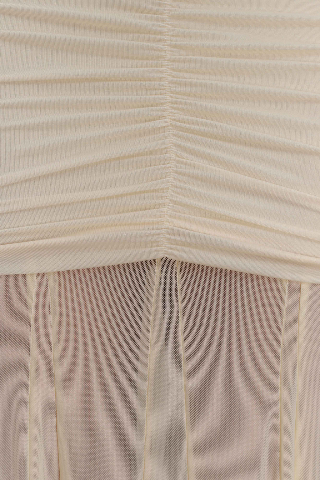 Caspian Slinky And Mesh Off Shoulder Maxi Dress - Ivory