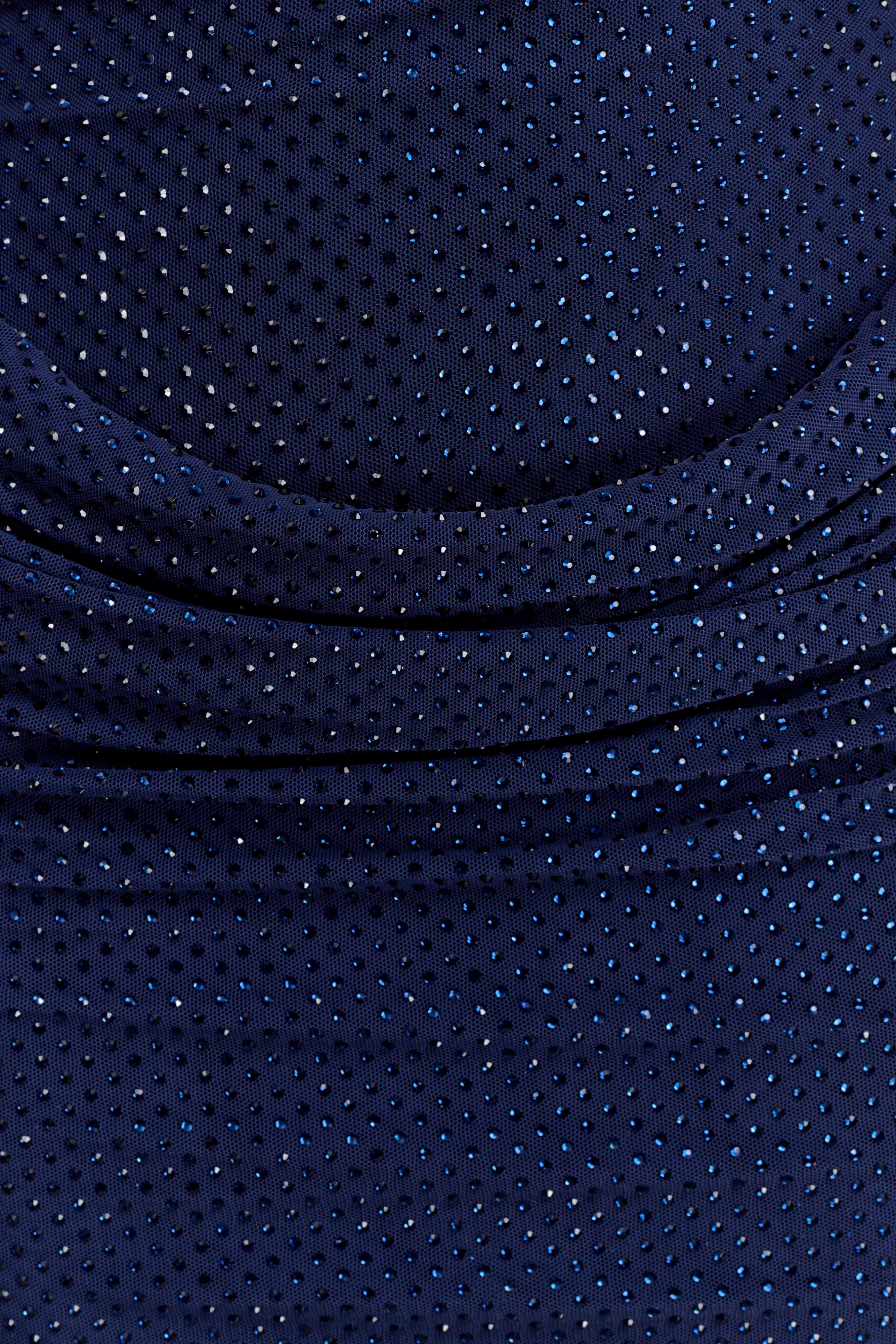Mattea Diamante Mini Dress With Scarf - Navy