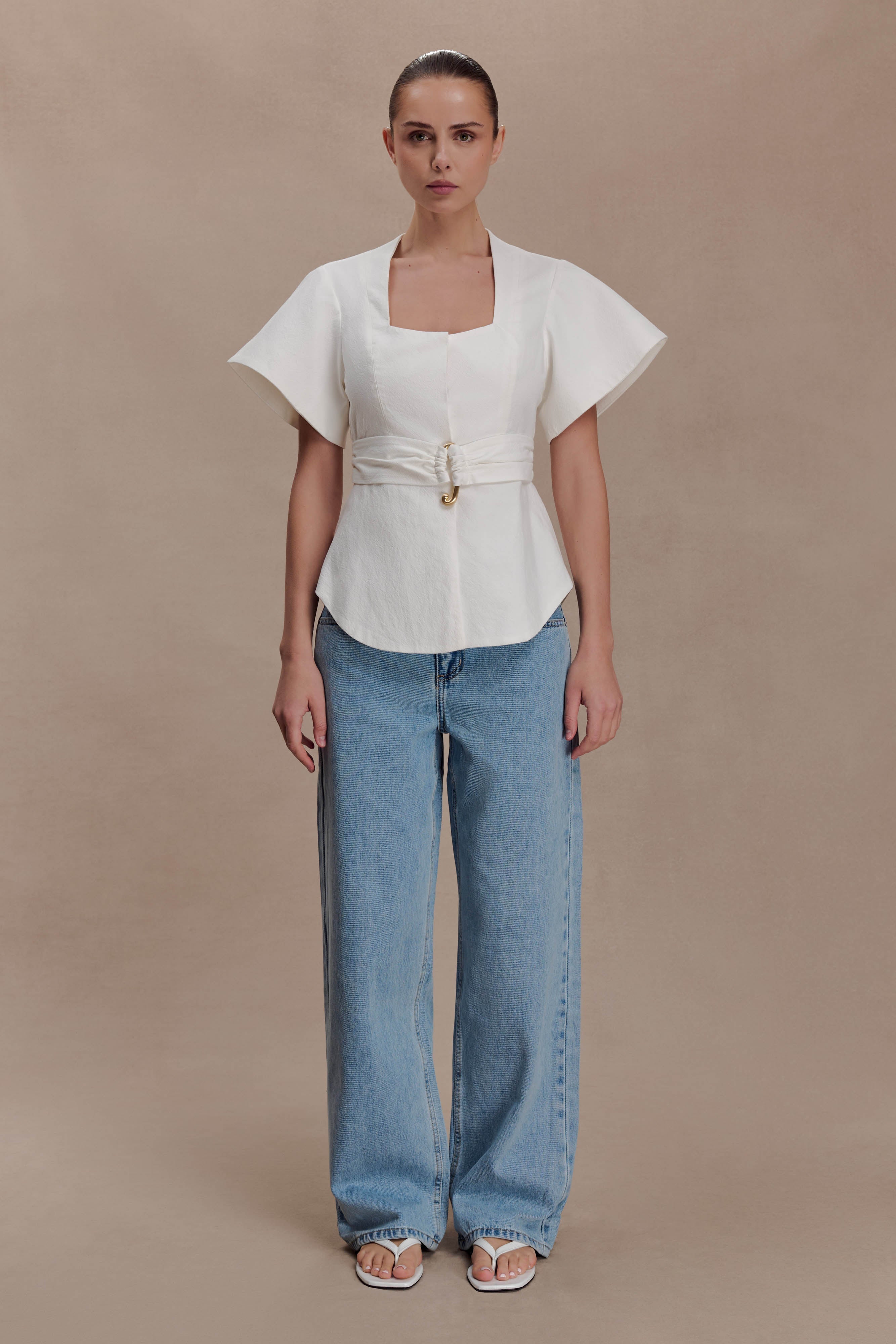 Liberty Cotton Shortsleeve Top - White