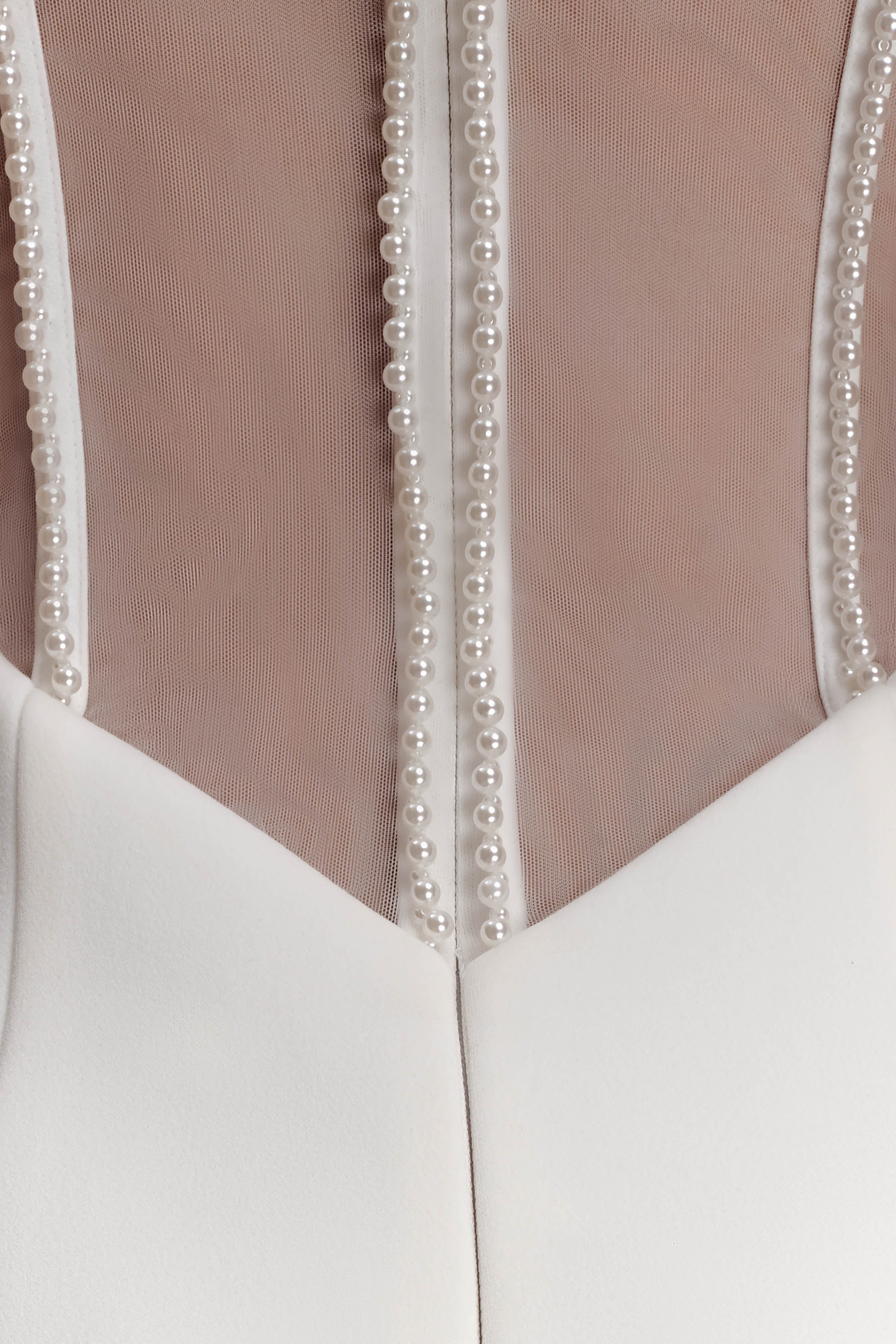 Sloane Strapless Maxi Dress With Pearls - White