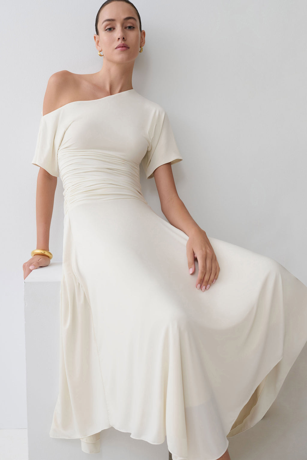 Luu Slinky Midi Skirt - Ivory