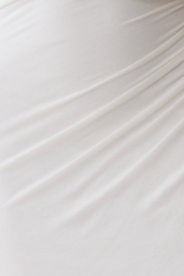 Alva Wool Lyocell Draped Midi Dress - White