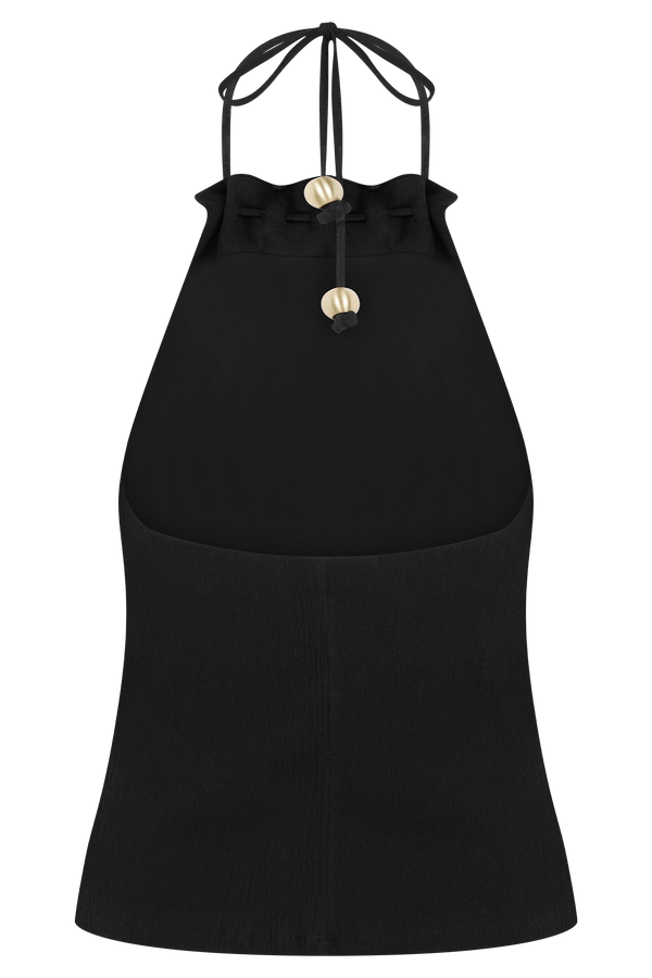 Abeda Cotton Top With Hardware - Black