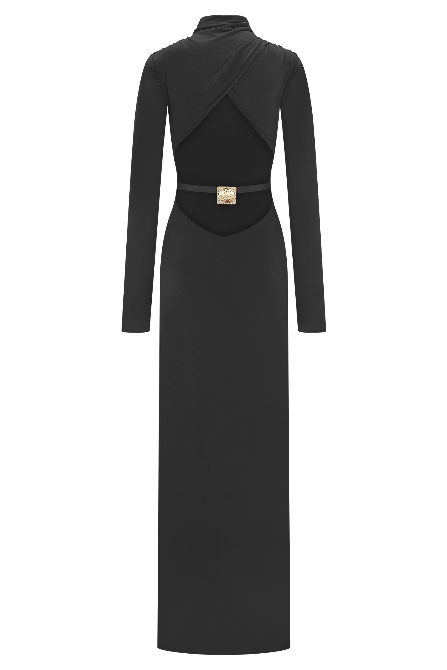 Kiyah Slinky Cut Out Maxi Dress - Black