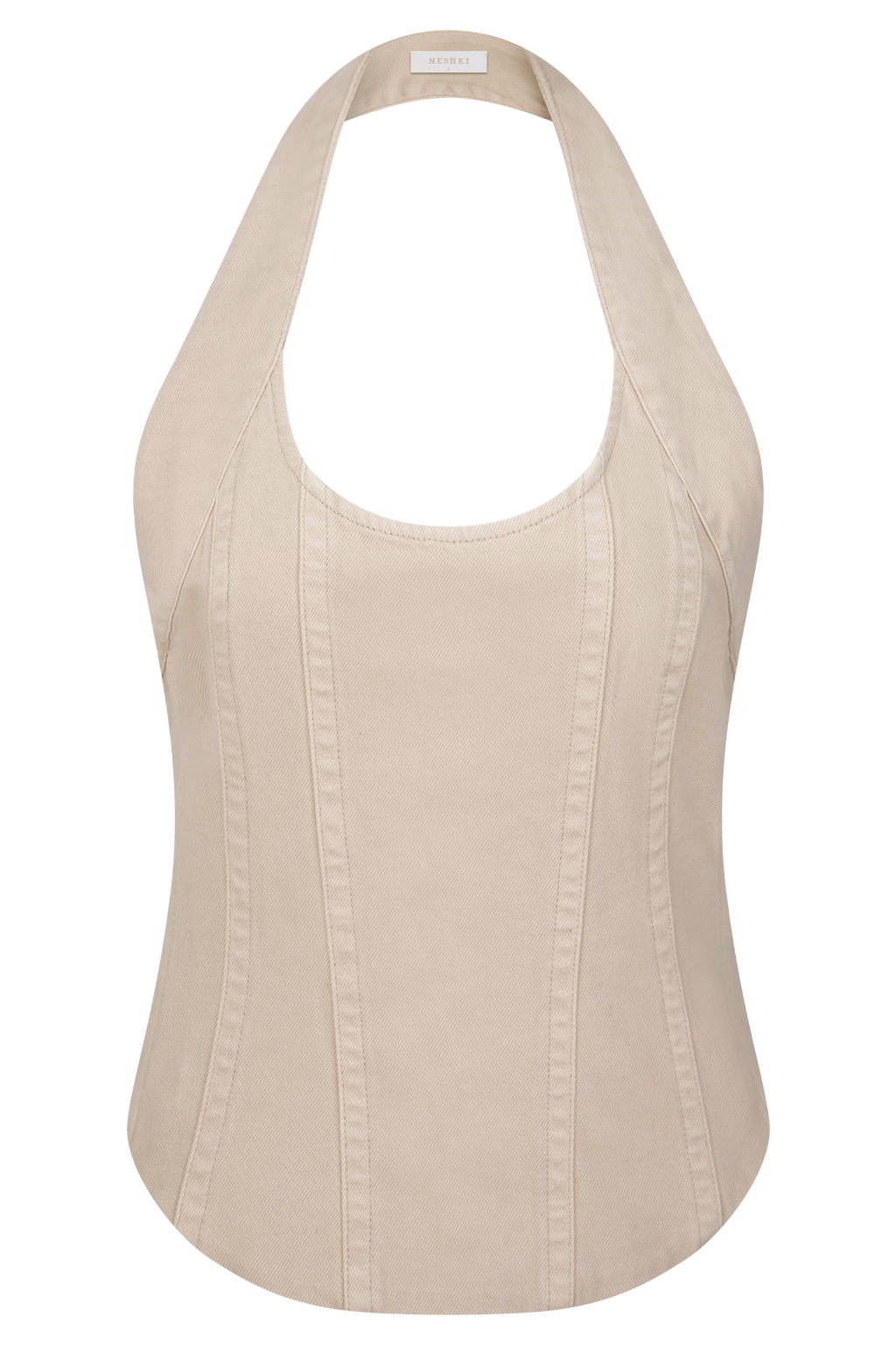 Meadow Denim Corset Halter Top - Stone Wash
