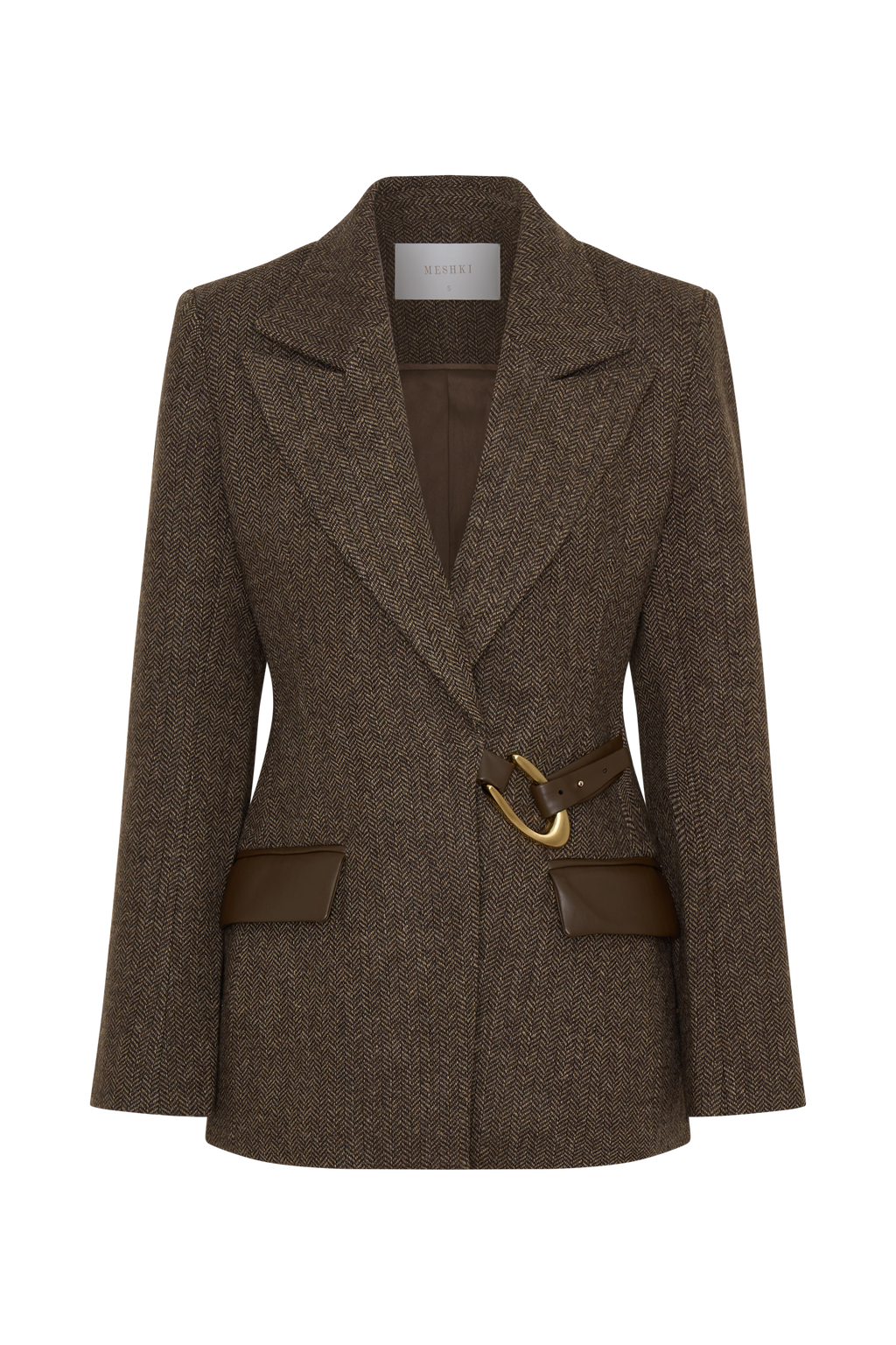 Romy Structured Blazer With Hardware - Herringbone