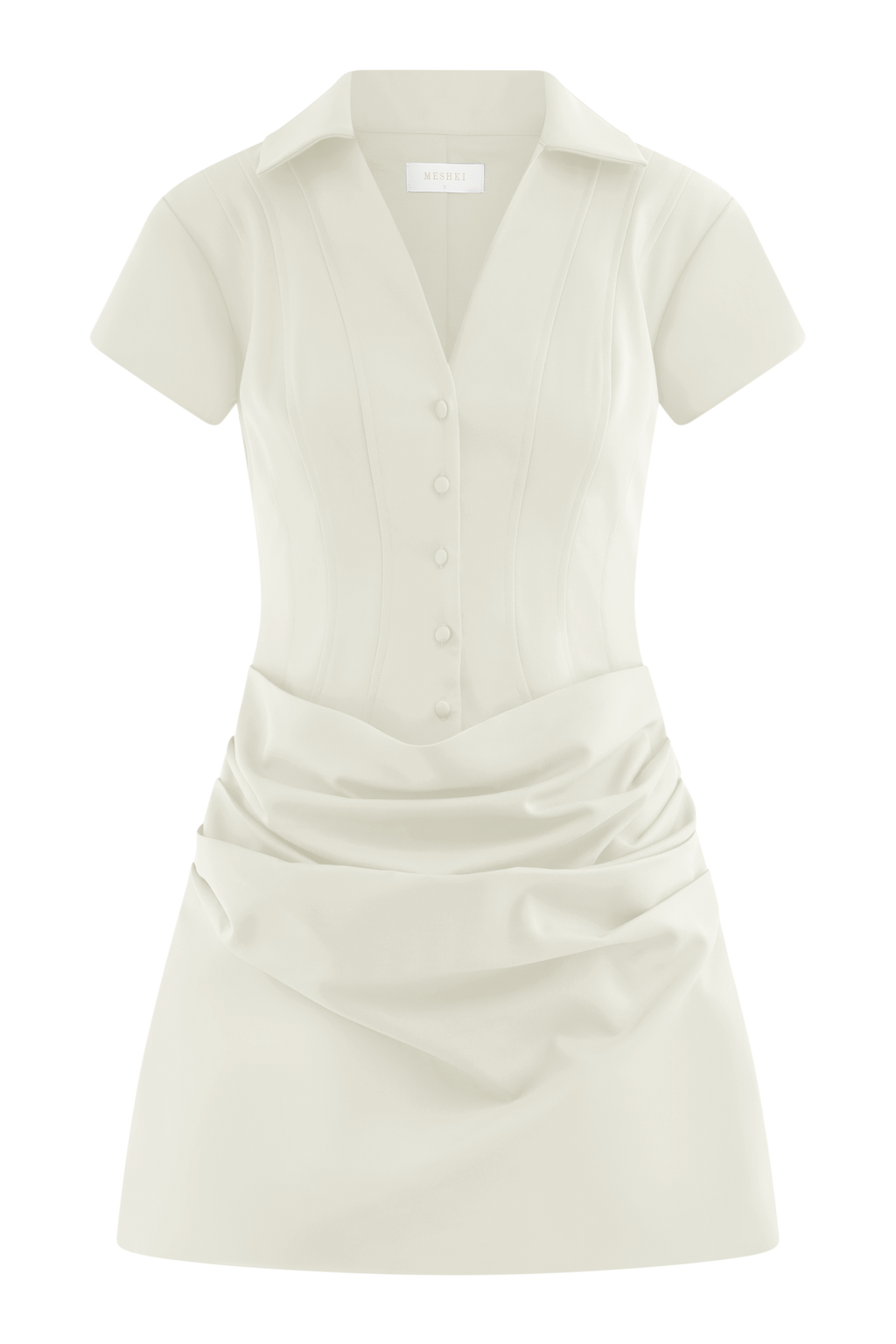 Tarryn Collared Cotton Mini Dress - White